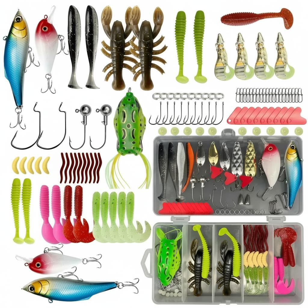 Fishing Lure Jig - 133-teiliges Premium-Angelköder-Set mit Angelzubehör und Ausrüstung,