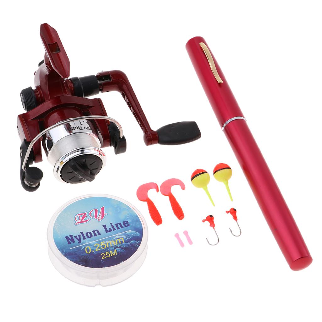 Fishing Lure Jig - Mini Tragbare Taschen-Angelrute Teleskopstange Spinnrolle Schnur